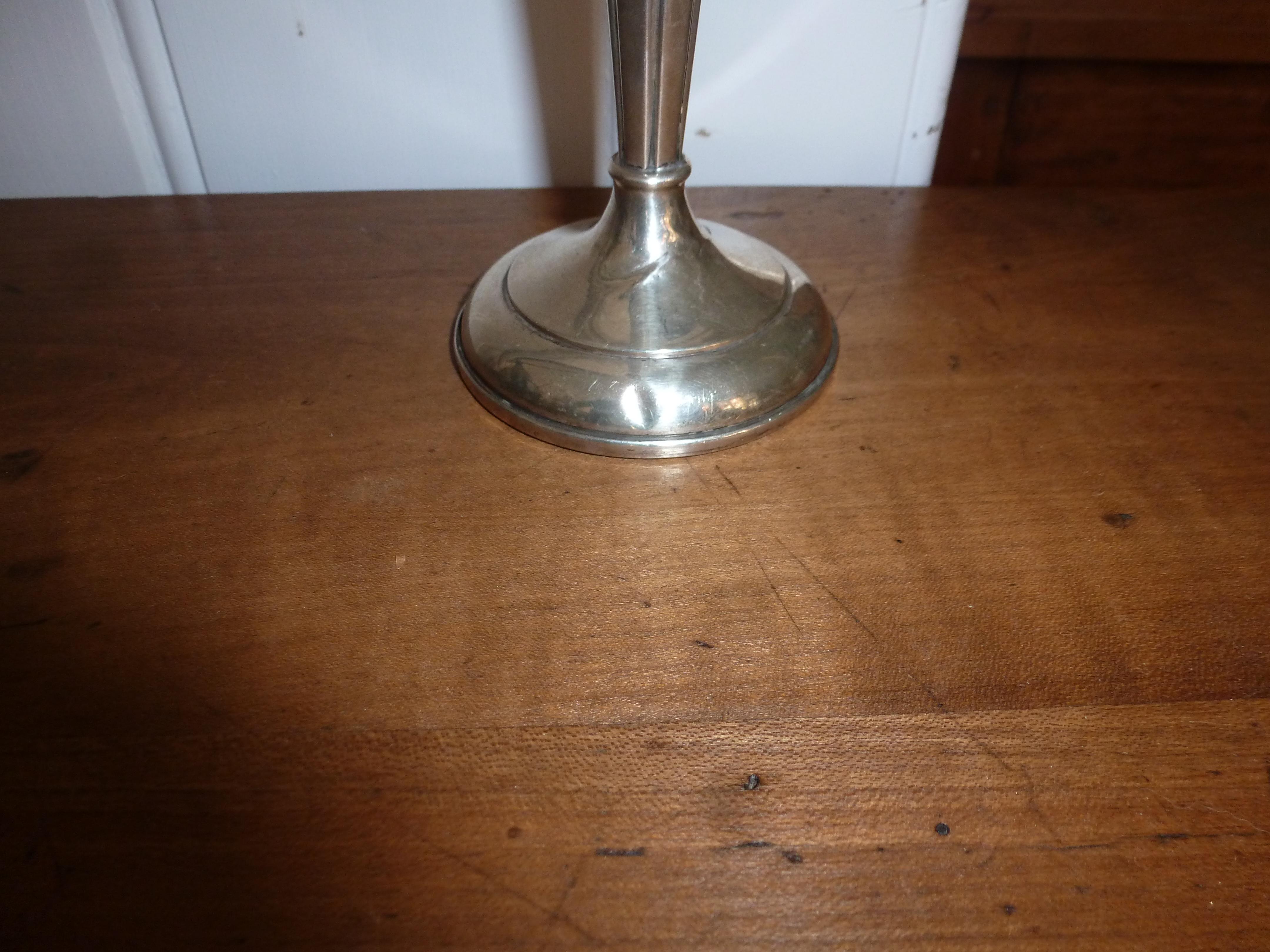 Antique Art Deco 1930 Canadian American Sterling Silver Candlestick Stand Holder For Sale 3
