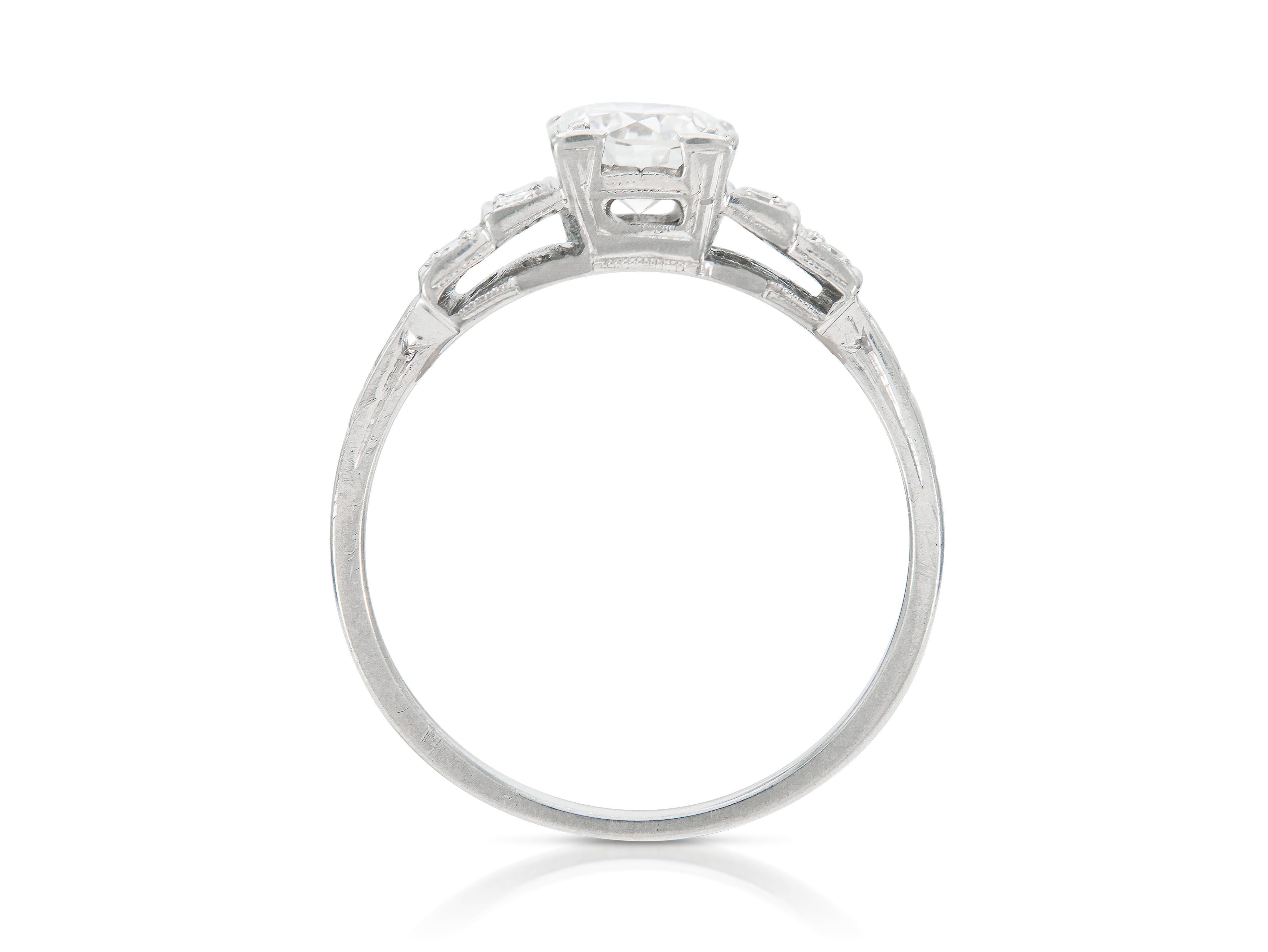Bague de fiançailles Art déco ancienne des années 1930 avec diamant 0,50 carat Bon état - En vente à New York, NY