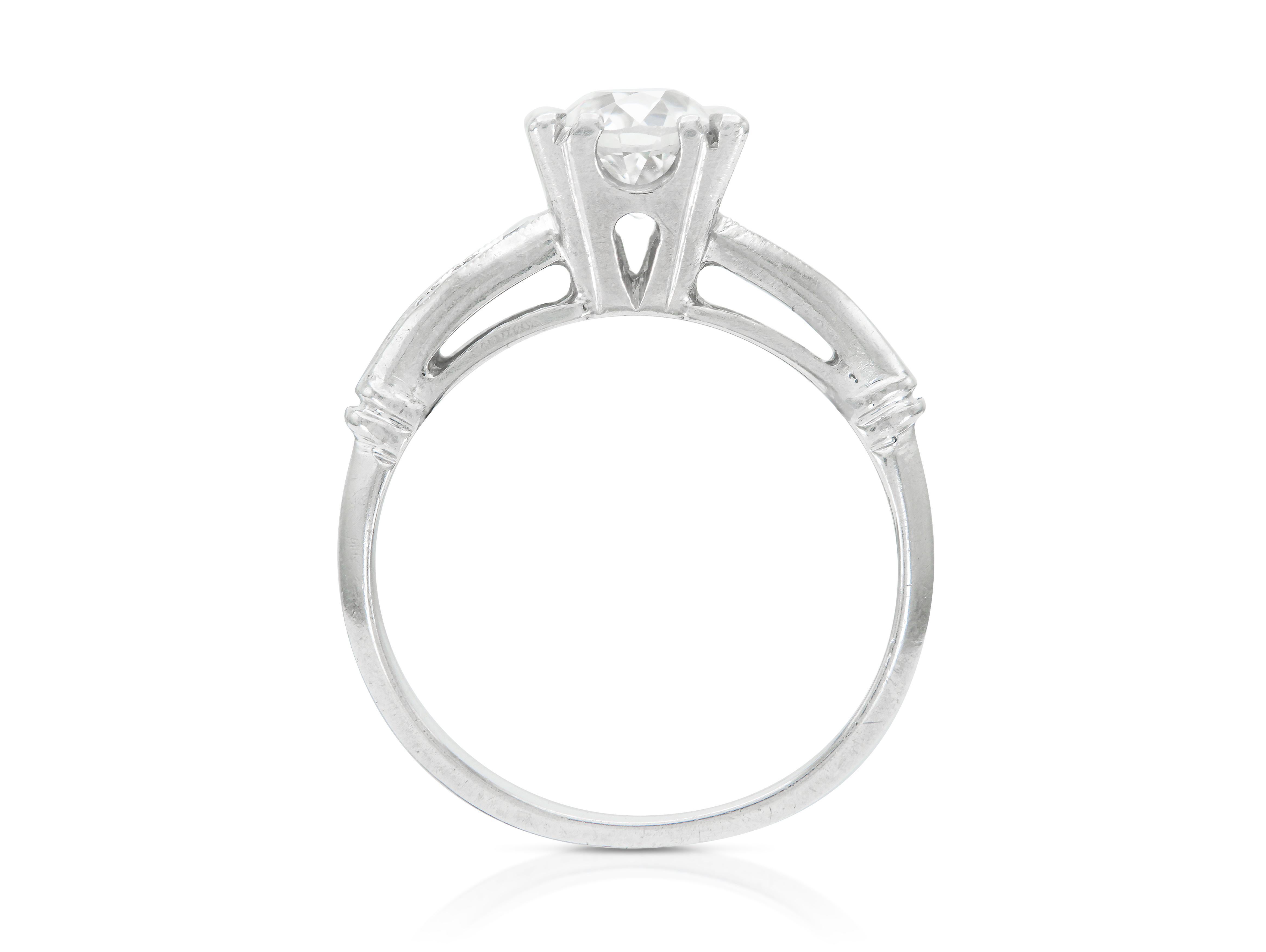 Bague de fiançailles Art déco ancienne des années 1930 avec diamant taille européenne ancienne de 0,60 carat Bon état - En vente à New York, NY