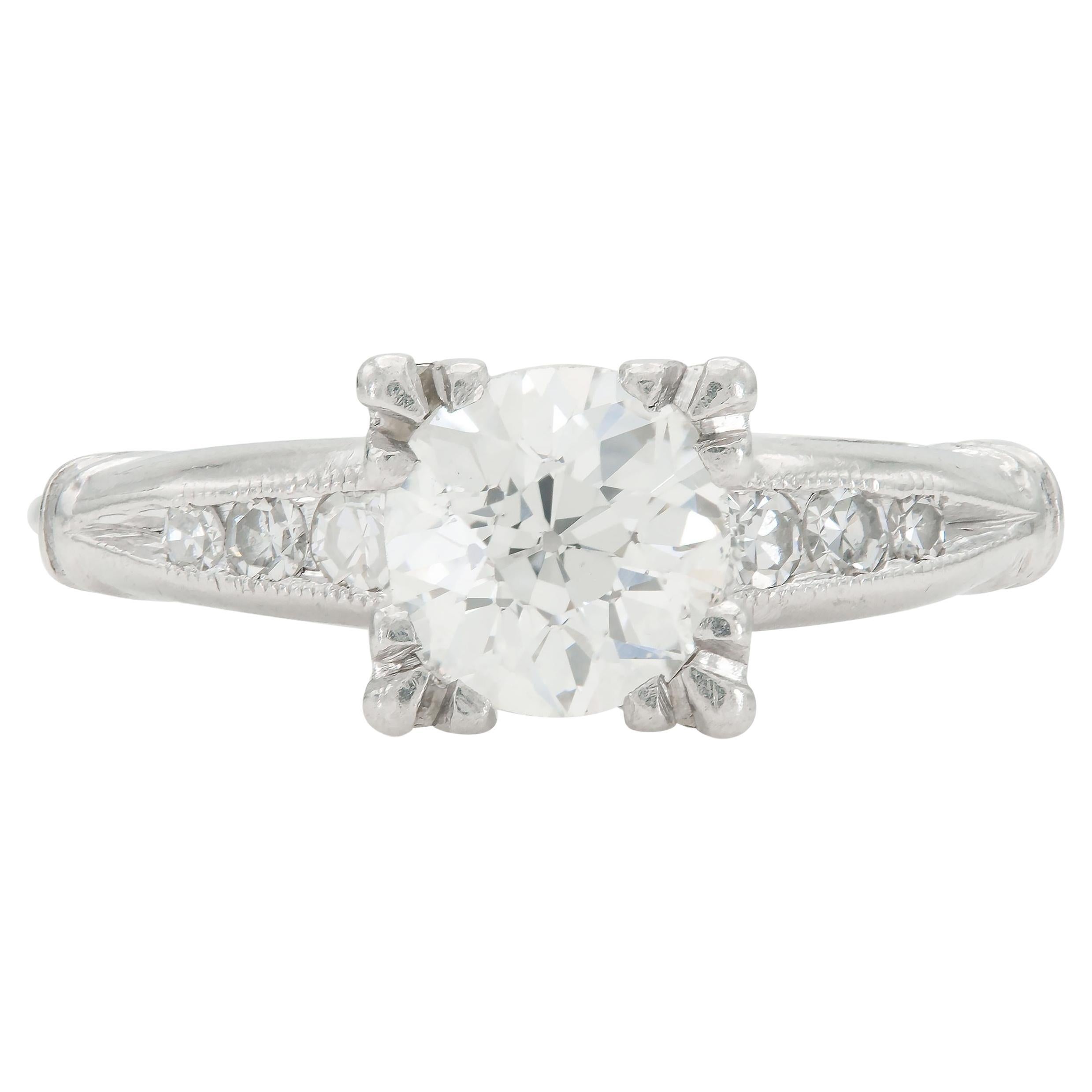 Antique Art Deco 1930s 0.60 Carat Old European Cut Diamond Engagement Ring