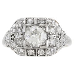 Antique Art Deco 1930s 0.70 Carat Old European Cut Diamond Engagement Ring
