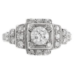 Antique Art Deco 1930s 0.75 Carat Old European Cut Diamond Engagement Ring