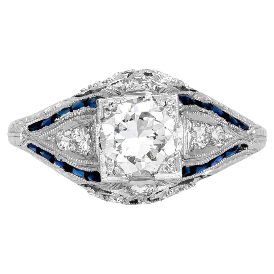 Antiker Art Deco 1930er Jahre Verlobungsring mit 0,80 Karat Diamant im alteuropäischen Schliff