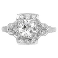 Antique Art Deco 1930s 0.95 Carat Old European Cut Diamond Engagement Ring