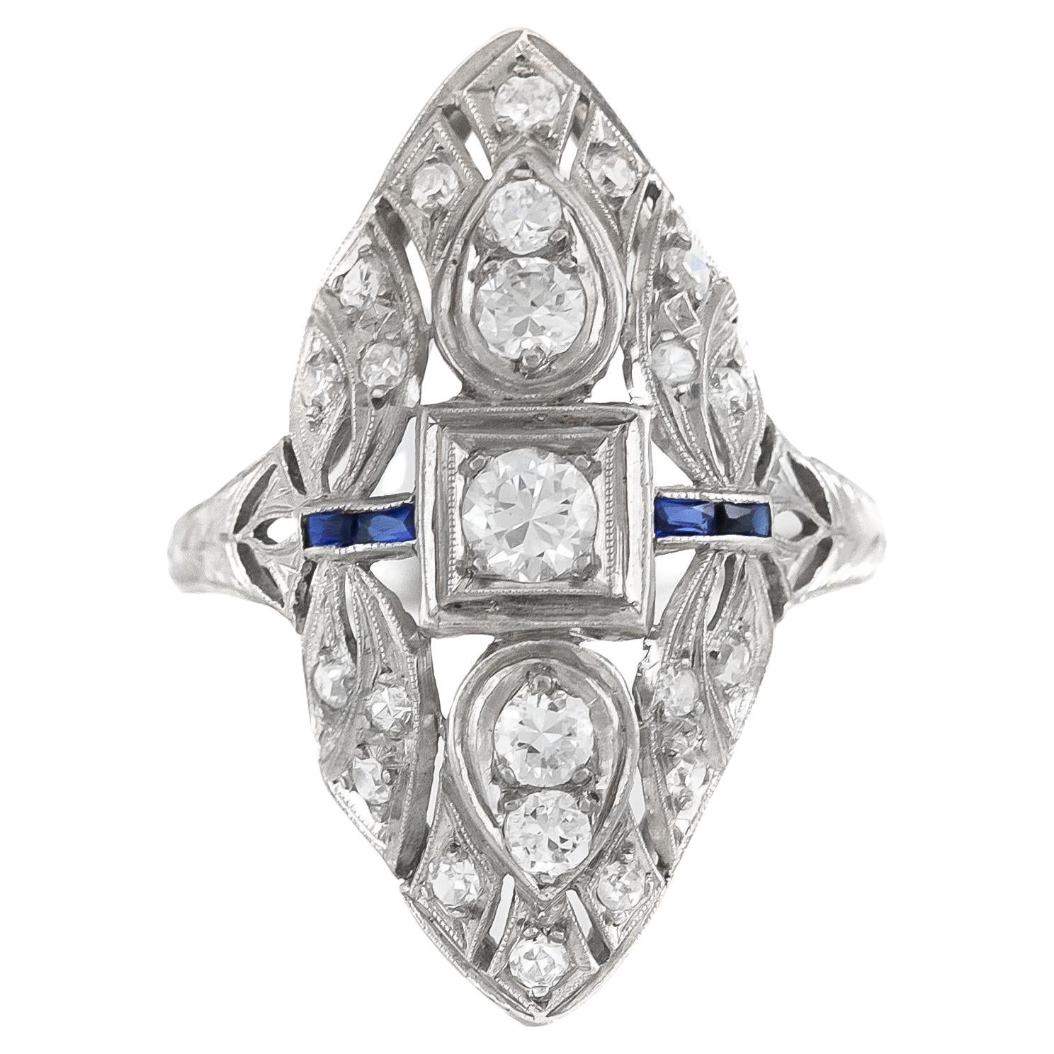 Antique Art Deco 1930s 1.00 Carat Diamond Openwork Dinner Ring