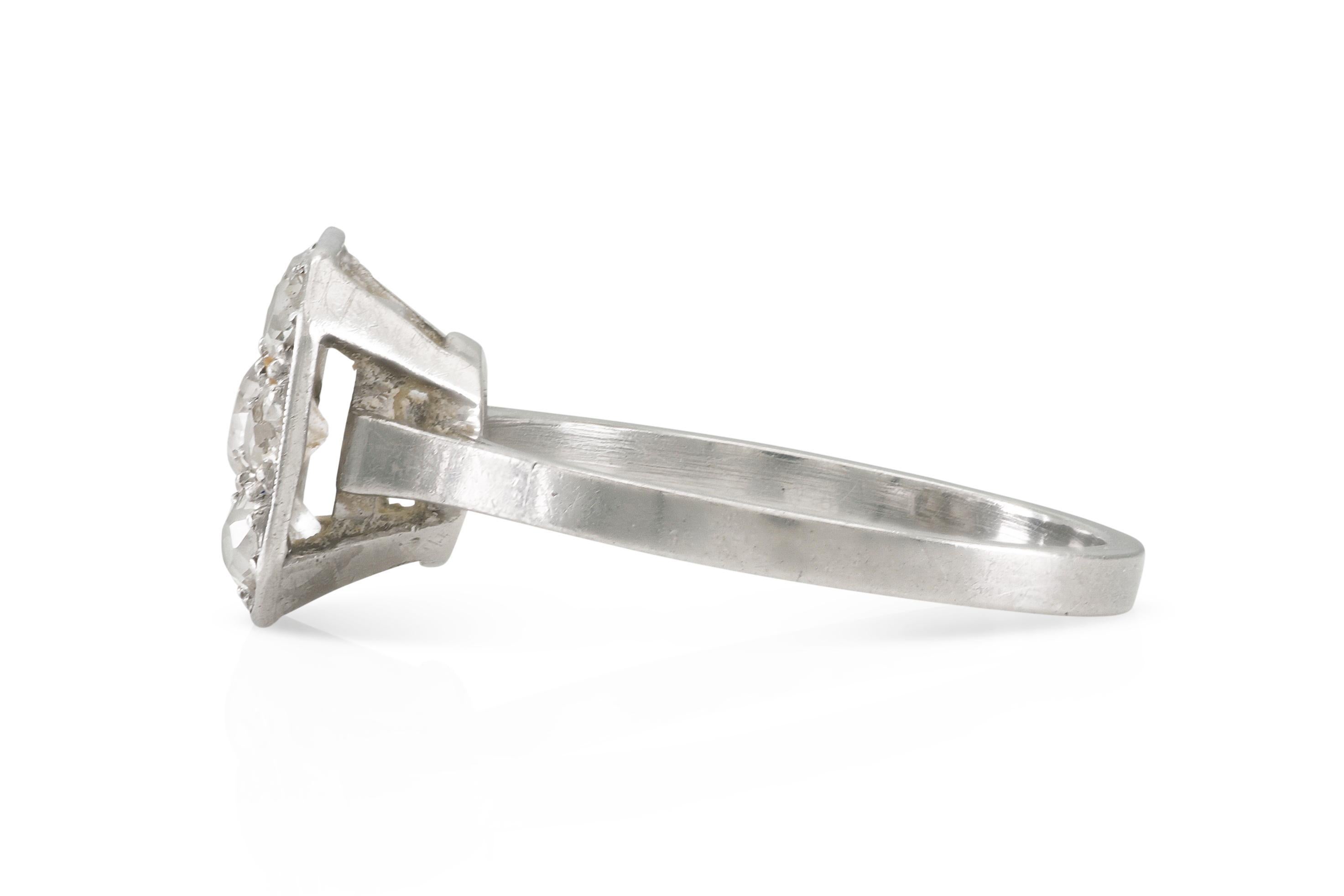 Taille vieille Europe Bague Art déco ancienne des années 1930 avec diamants de 1,00 carat en vente
