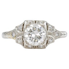Antique Art Deco 1930s 1.00 Carat Old European Cut Diamond Engagement Ring