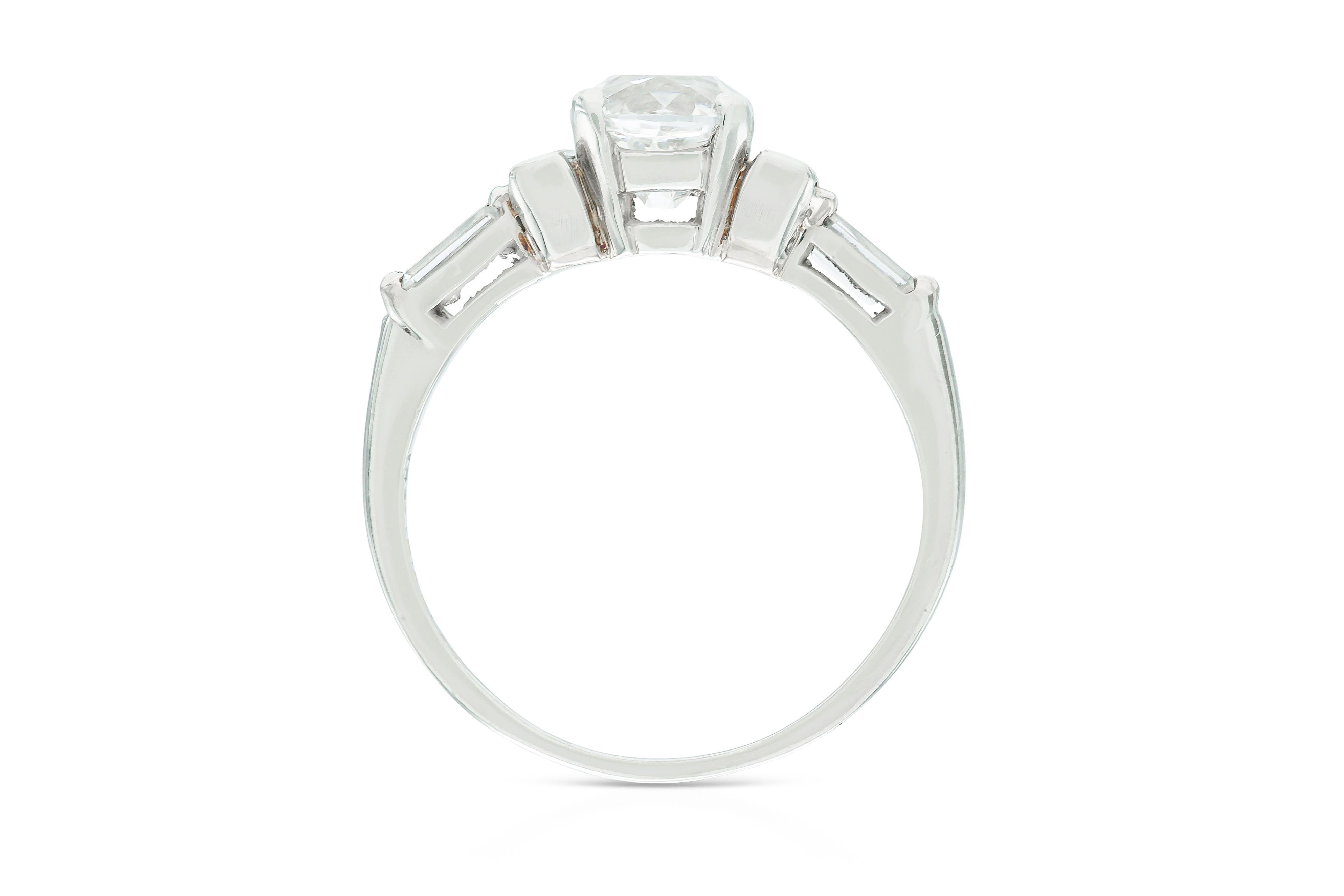 Antique Art Deco 1930s 1.03 Carat Old Mine Cut Diamond Engagement Ring Talla antigua en venta