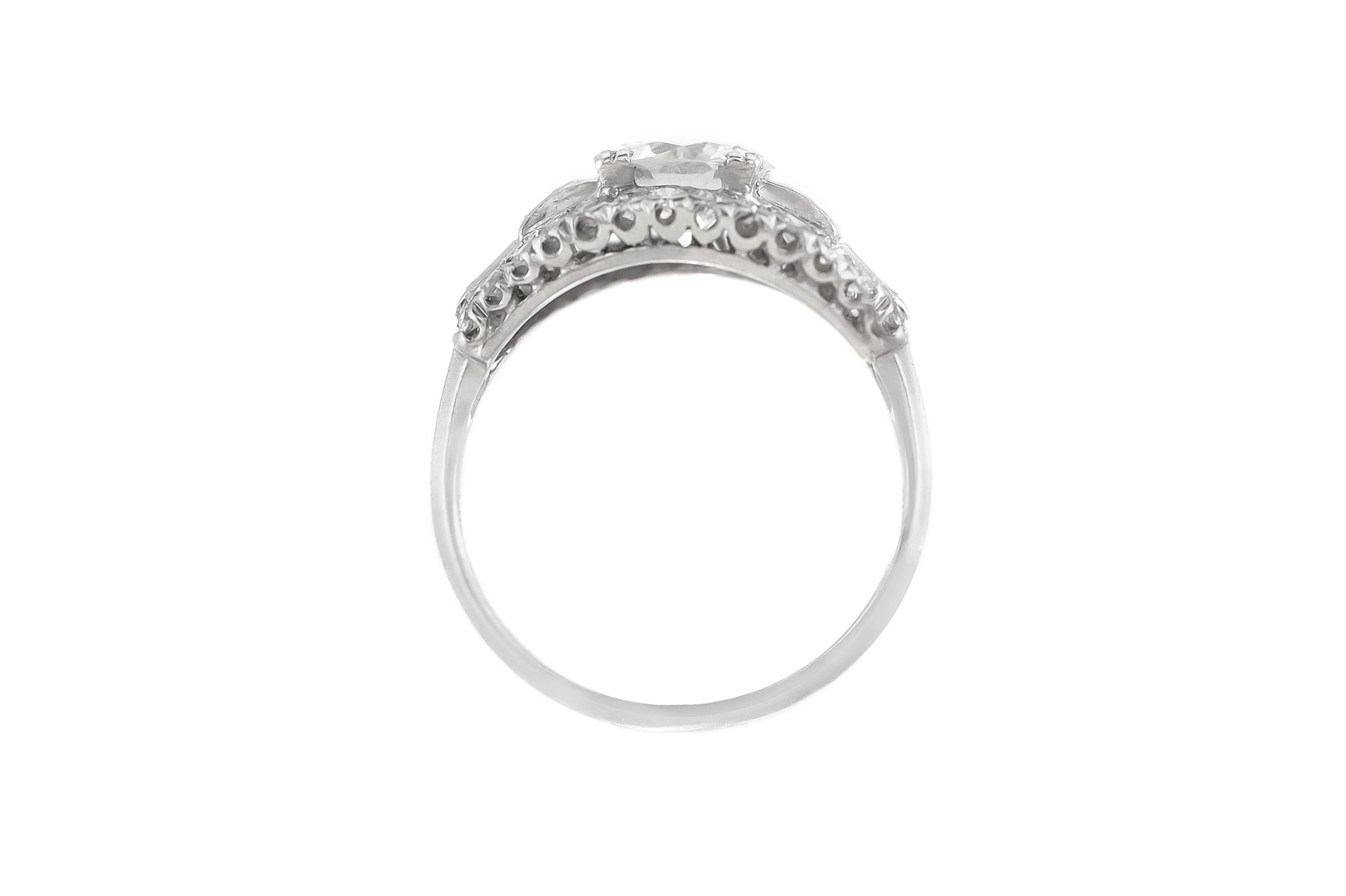 Antiguo Anillo de Compromiso de Diamantes de Corte Europeo Antiguo Art Decó de 1930 de 1,10 quilates Corte europeo antiguo en venta