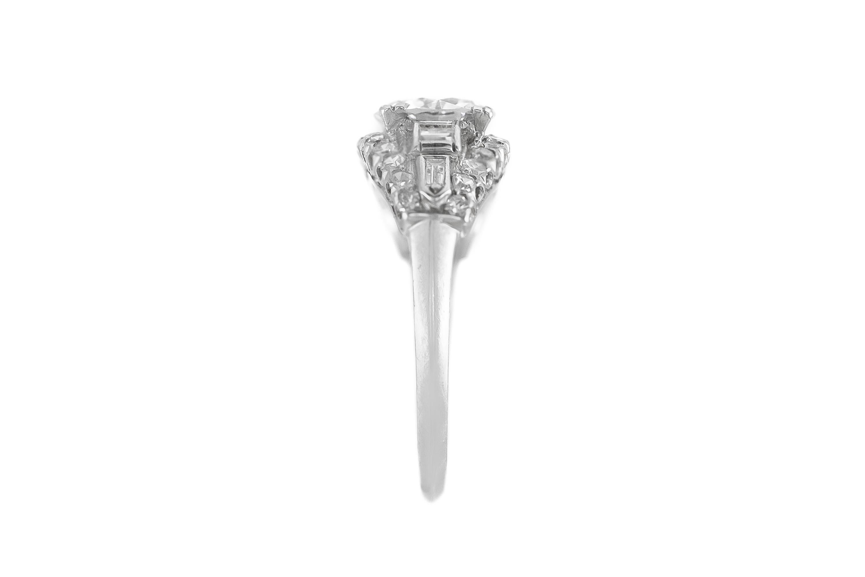 Antiguo Anillo de Compromiso de Diamantes de Corte Europeo Antiguo Art Decó de 1930 de 1,10 quilates en Bueno estado para la venta en New York, NY