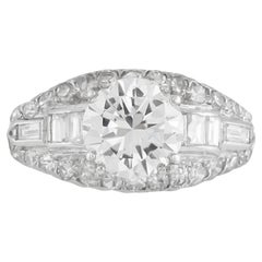Antiguo Anillo de Compromiso de Diamantes de Corte Europeo Antiguo Art Decó de 1930 de 1,10 quilates
