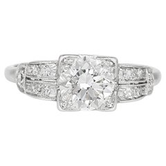 Antique Art Deco 1930s 1.10 Carat Old European Cut Diamond Engagement Ring