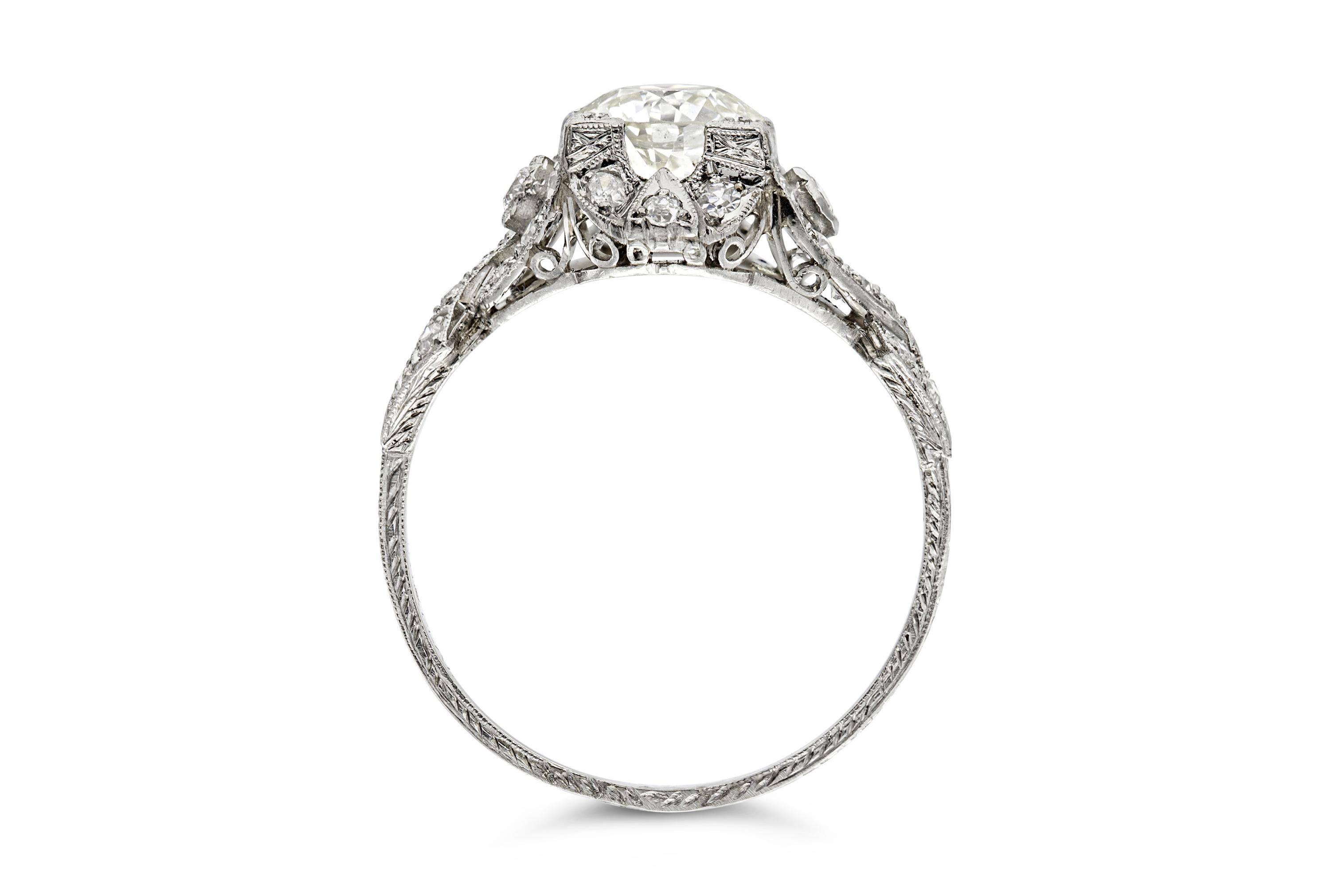 Antiker Art Deco 1930er Jahre 1,20 Karat Diamant Verlobungsring mit europäischem Schliff (Alteuropäischer Schliff) im Angebot