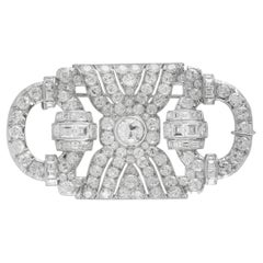 Broche ajourée Art déco des années 1930 avec diamants de 12,80 carats