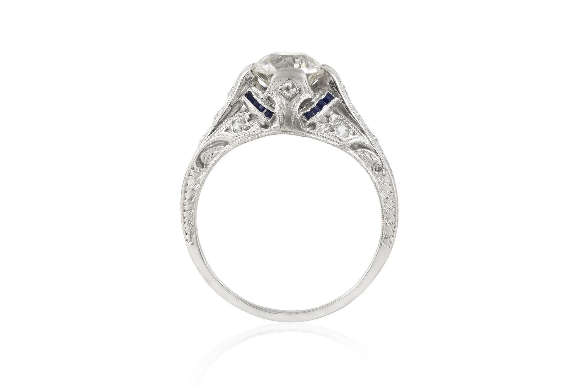 Antique Art Deco 1930s 1.30 Carat Old European Cut Diamond Engagement Ring Corte europeo antiguo en venta