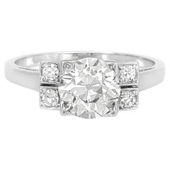 Antique Art Deco 1930s 1.30 Carat Old European Cut Diamond Engagement Ring