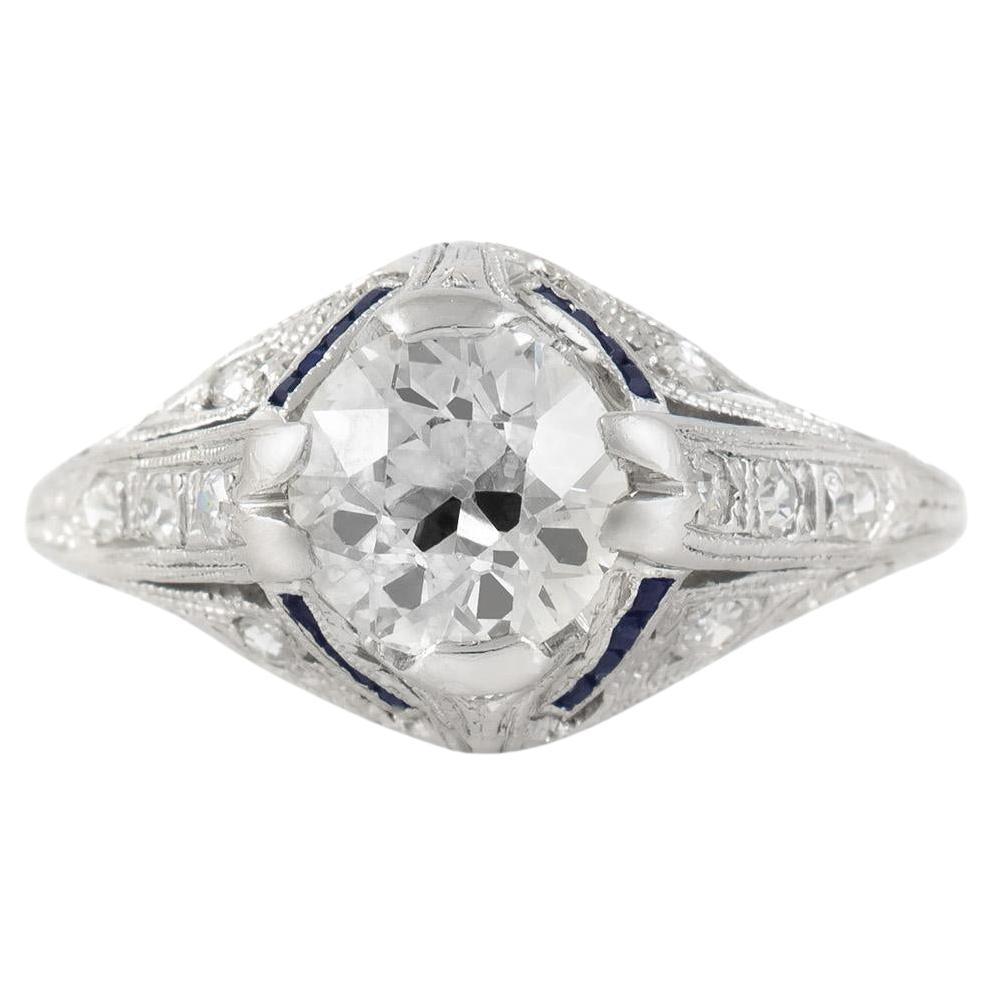 Antique Art Deco 1930s 1.30 Carat Old European Cut Diamond Engagement Ring