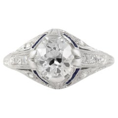 Antique Art Deco 1930s 1.30 Carat Old European Cut Diamond Engagement Ring