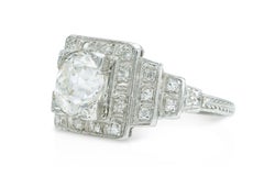 Antique Art Deco 1930s 1.36 Carat Old European Cut Diamond Engagement Ring