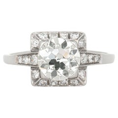 Bague de fiançailles ancienne Art Deco 1930s 1.40 Carat Old European Cut Diamond Engagement Ring