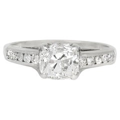 Antique Art Deco 1930s 1.47 Carat Old Mine Cut Diamond Engagement Ring
