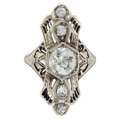 Antiker Art Deco 1930er Jahre 1,50 Karat Alt Europäischer Schliff Diamant Dinner Ring