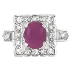 Antique Art Deco 1930s 1.50 Carat Star Ruby Ring with Diamonds
