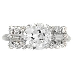 Antiguo Anillo de Compromiso de Diamantes de Corte Europeo Antiguo Art Decó de 1930 de 1,55 quilates