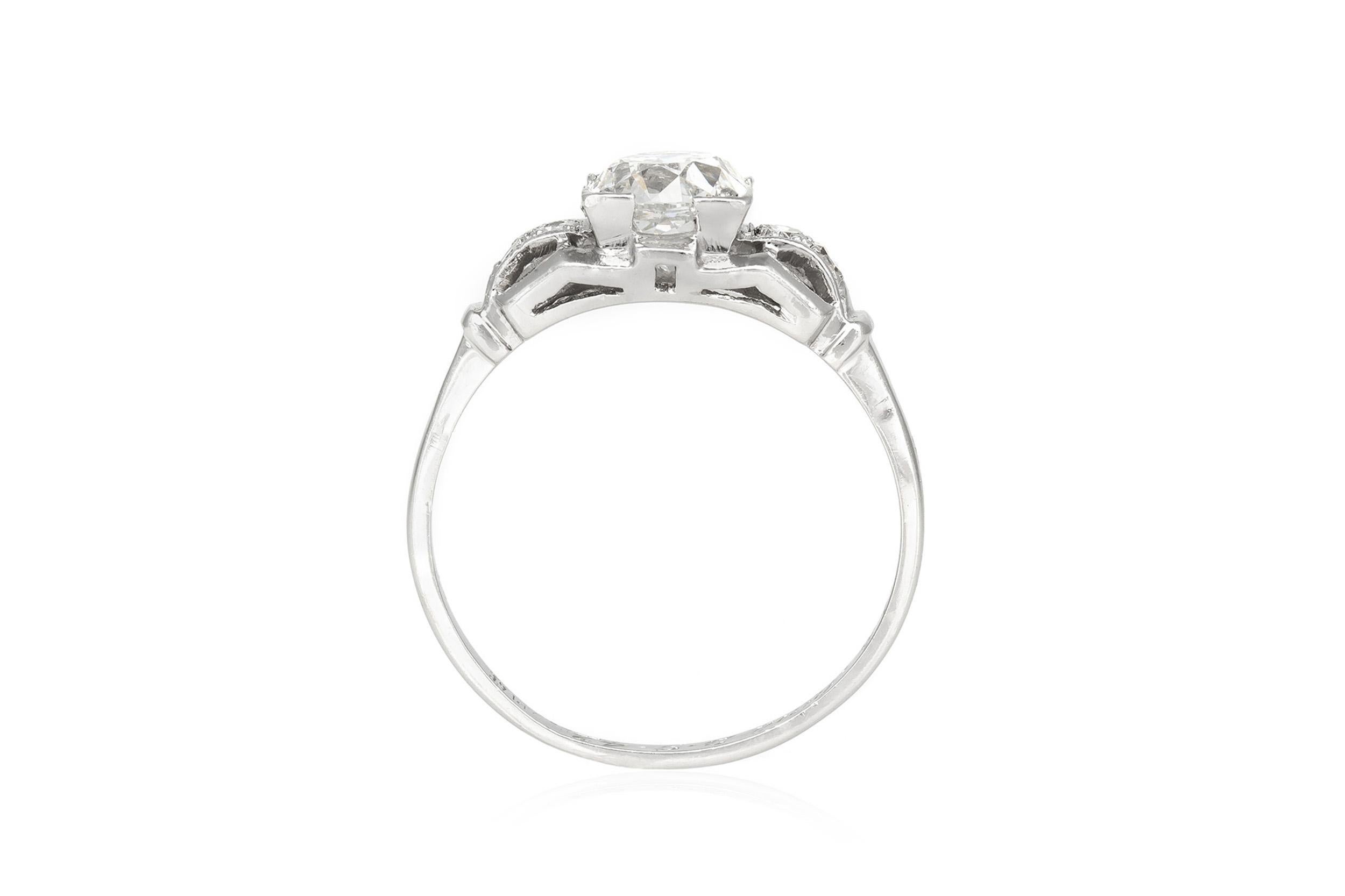 Antiker Art Deco 1930er Jahre 1,56 Karat Diamant-Verlobungsring mit alteuropäischem Minenschliff (Alteuropäischer Brillantschliff) im Angebot