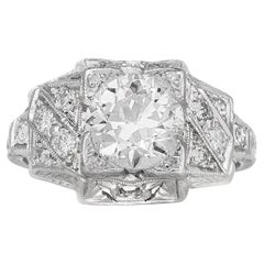 Antique Art Deco 1930s 1.57 Carat Old European Cut Diamond Engagement Ring