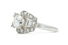 Antique Art Deco 1930s 1.62 Carat Old Mine Cut Diamond Engagement Ring