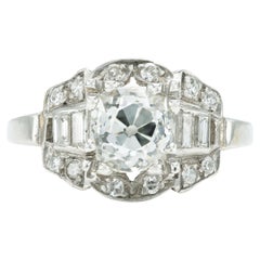 Antique Art Deco 1930s 1.62 Carat Old Mine Cut Diamond Engagement Ring