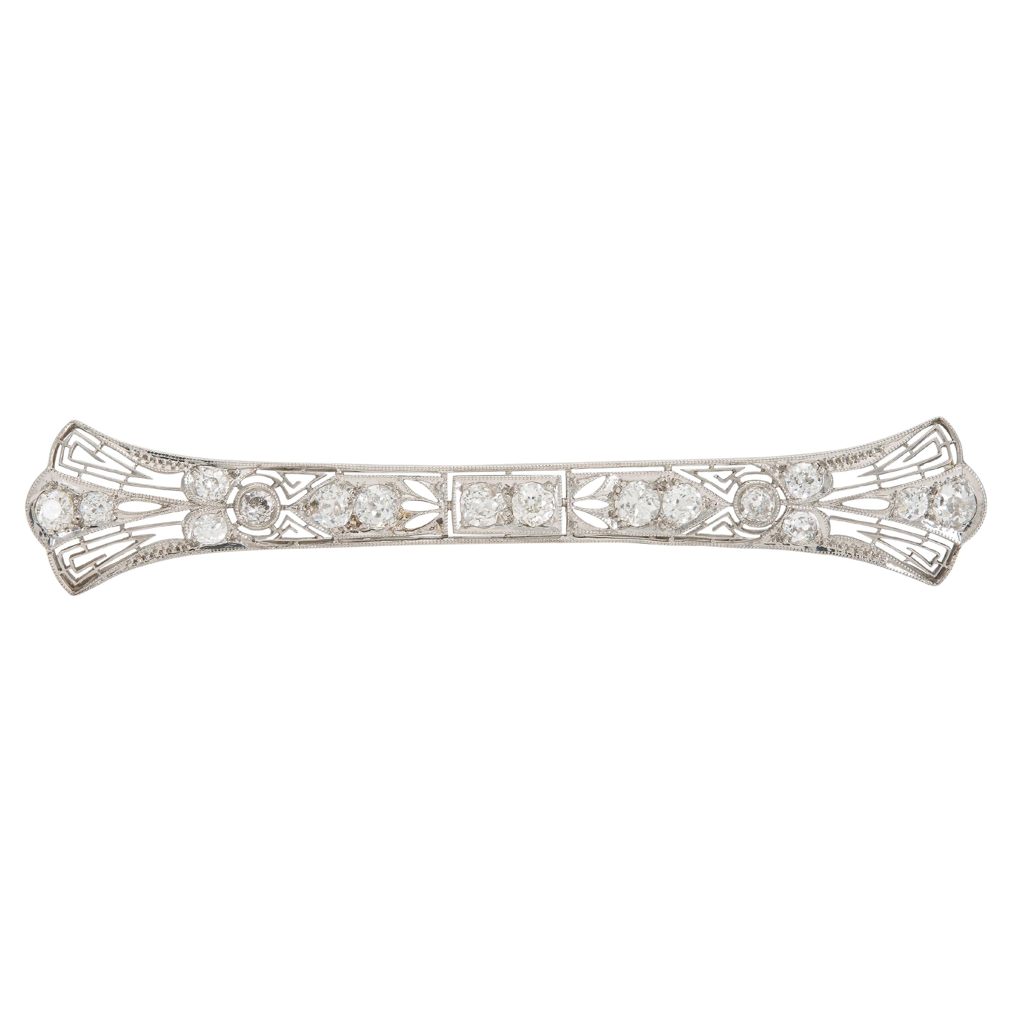 Antique Art Deco 1930s 2.00 Carat Diamond Bar Pin