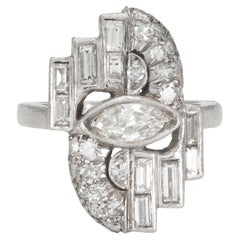 Bague Art déco ancienne des années 1930 avec diamants de 2,00 carats