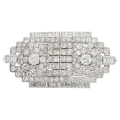 Broche à double clip Art déco des années 1930 avec diamants de 22,00 carats
