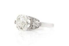 Antique Art Deco 1930s 2.41 Carat Old European Cut Diamond Engagement Ring