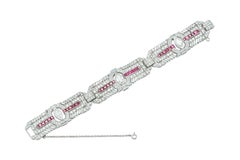 Bracciale antico Art Deco 1930 con diamanti da 24,25 carati e rubini da 6,00 carati