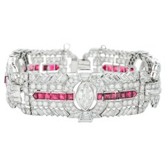 Antike Art Deco 1930s 24,25 Karat Diamant und 6,00 Karat Rubine Armband