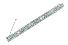 Antique Art Deco 1930s 24.50 Carat Diamond & Emerald Bracelet