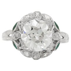 Antique Art Deco 1930s 2.50 Carat Old European Cut Diamond Engagement Ring