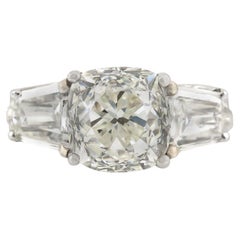 Bague de fiançailles Art déco ancienne des années 1930 avec diamant taille vieille mine de 2,50 carats