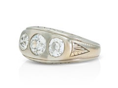 Antique Art Deco 1930s 2.60 Carat Diamond Three-Stone Gypsy Ring