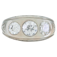 Antique Art Deco 1930s 2.60 Carat Diamond Three-Stone Gypsy Ring