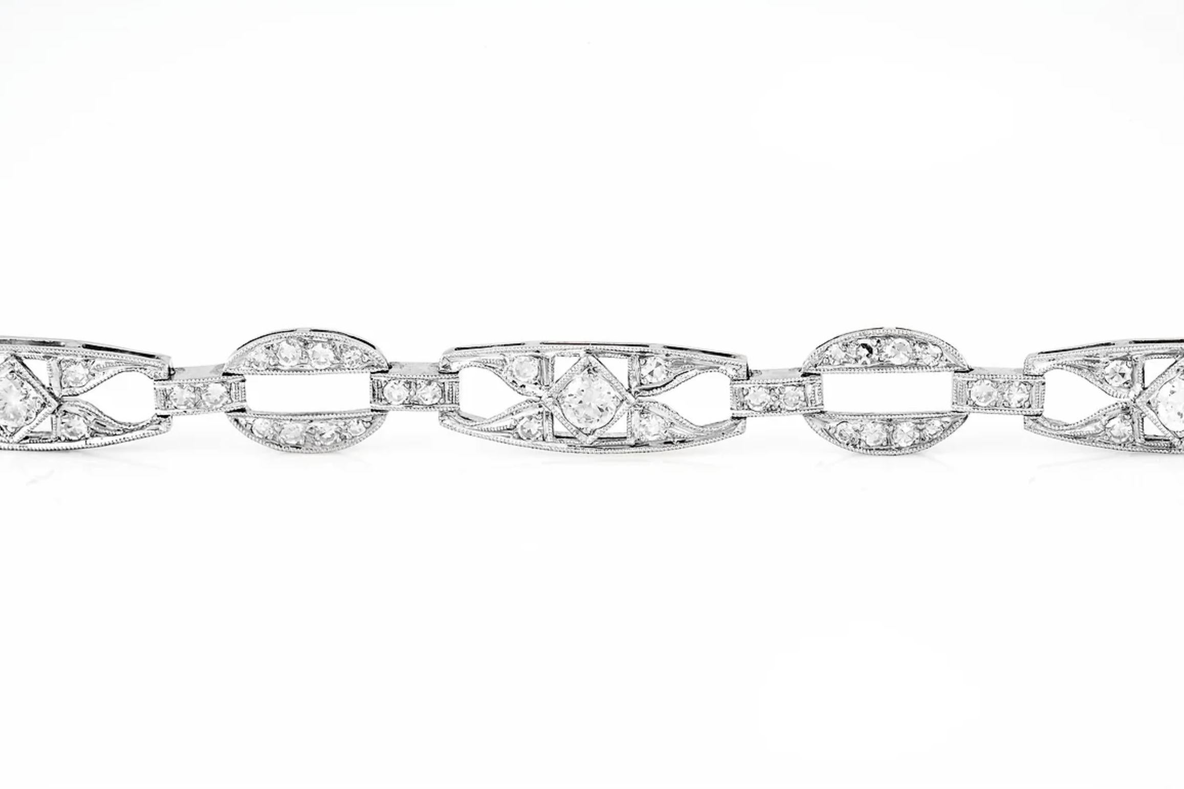 Art déco Antique Art Deco 1930s 3.00 Carat Openwork Line Bracelet en vente