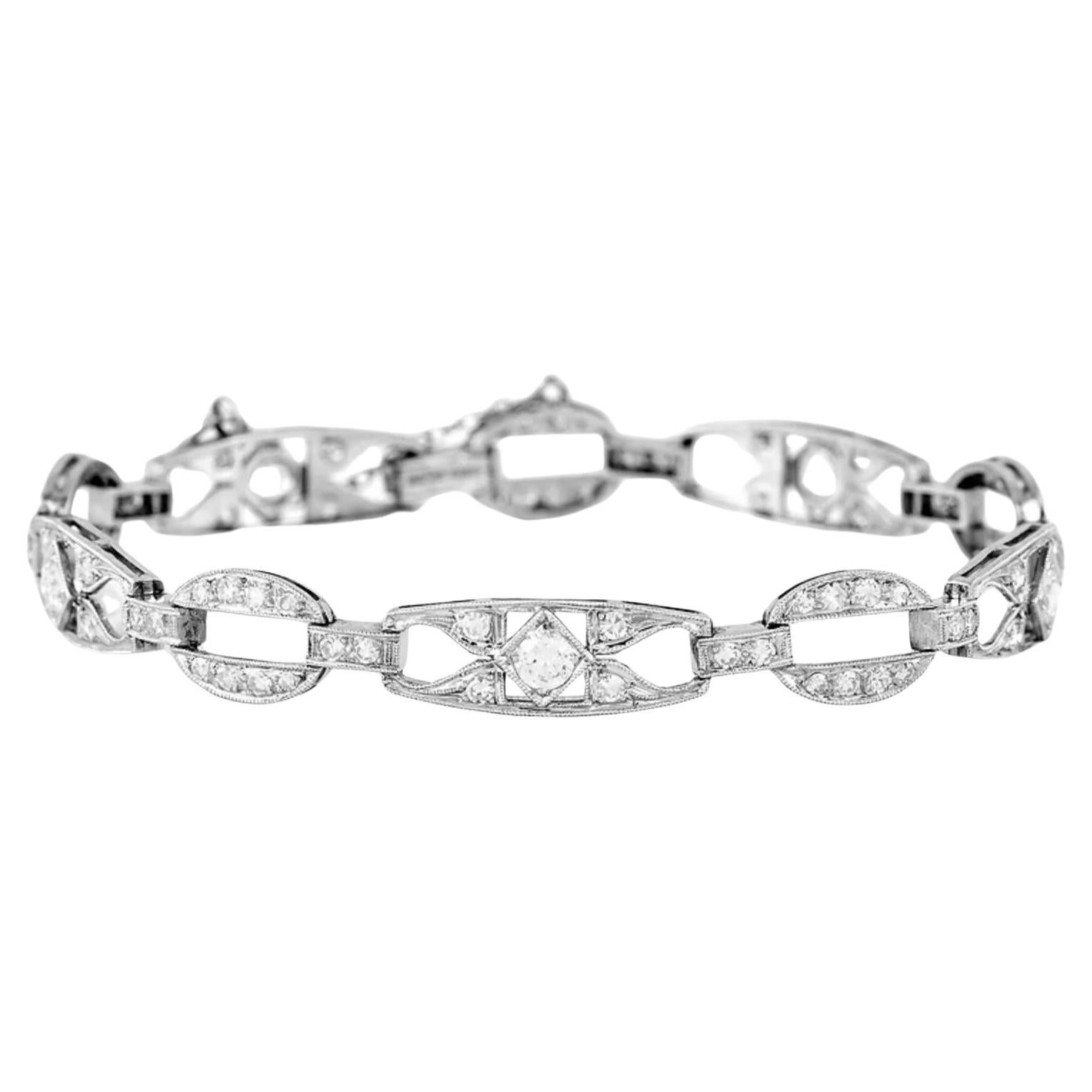 Antique Art Deco 1930s 3.00 Carat Openwork Line Bracelet