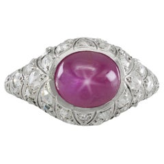Antiker Art Deco 1930er Jahre 3,00 Karat Stern-Rubin-Ring mit Diamanten
