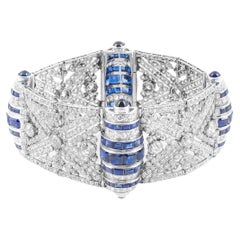 Bracelet Art déco des années 1930 avec diamants de 30,00 carats et saphirs de 20,00 carats