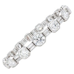 Antique Art Deco 1930s 30.00 Carat Old European & Baguette Cut Diamond Bracelet