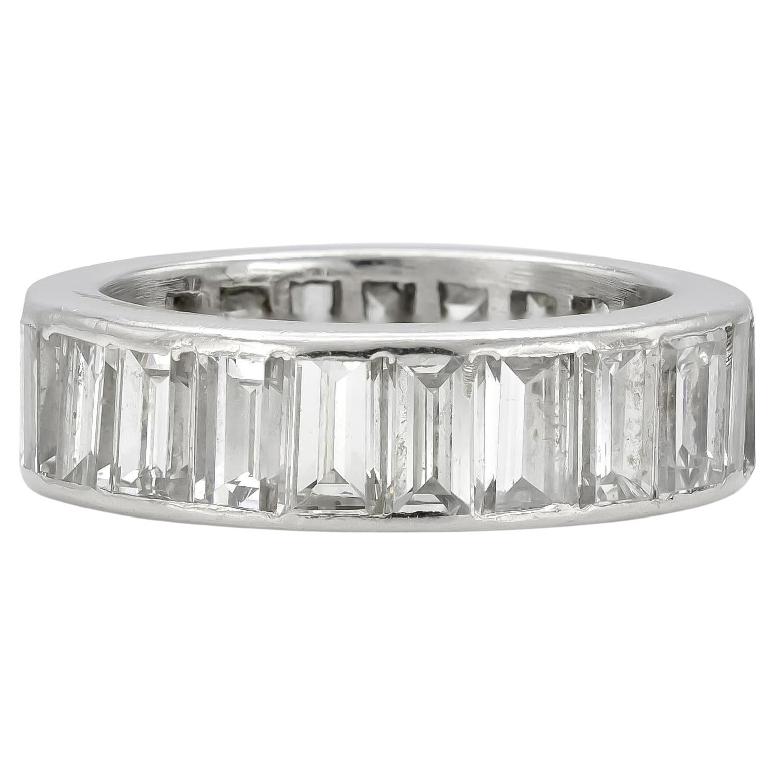 Antique Art Deco 1930s 3.50 Carat Baguette Cut Diamond Eternity Band For Sale