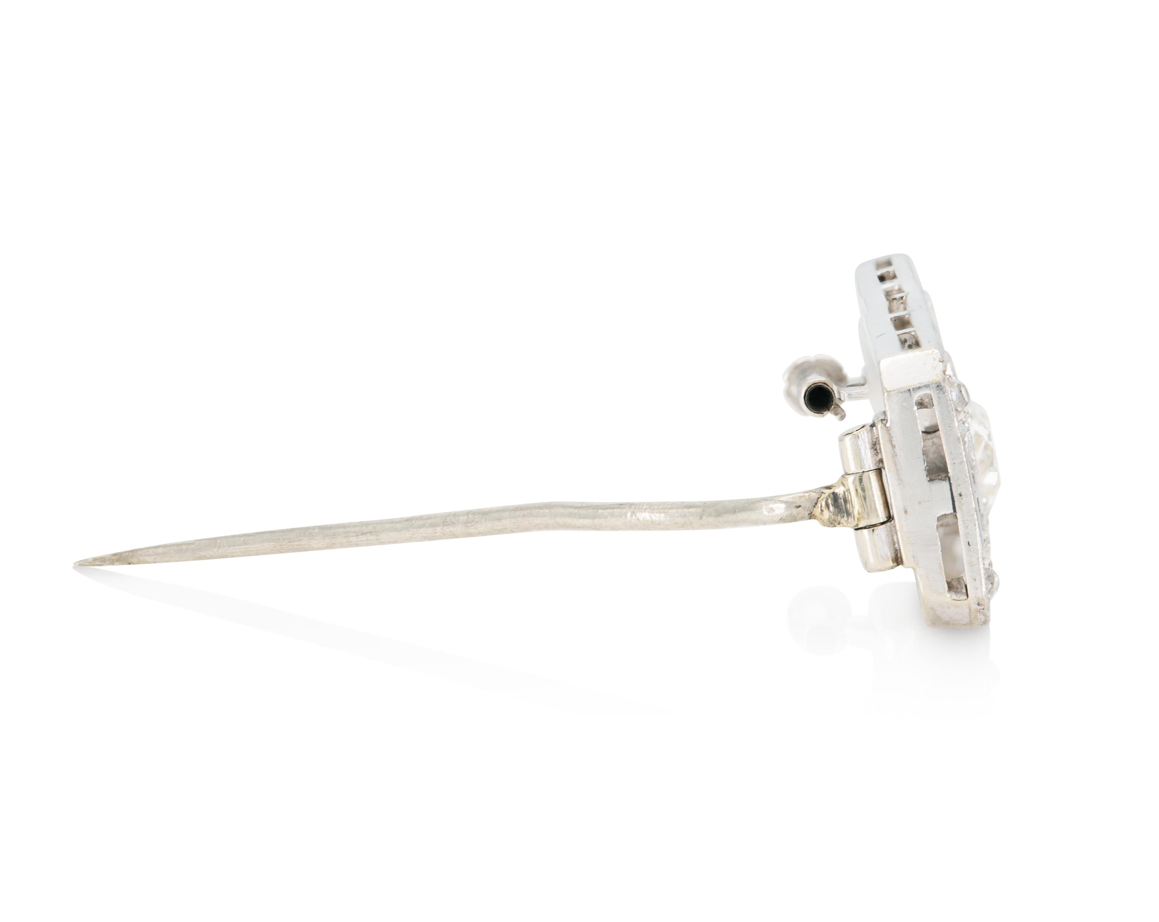 Taille vieille Europe Épingle à barrette en diamant 3,80 carats Arte Antiques des années 1930 en vente